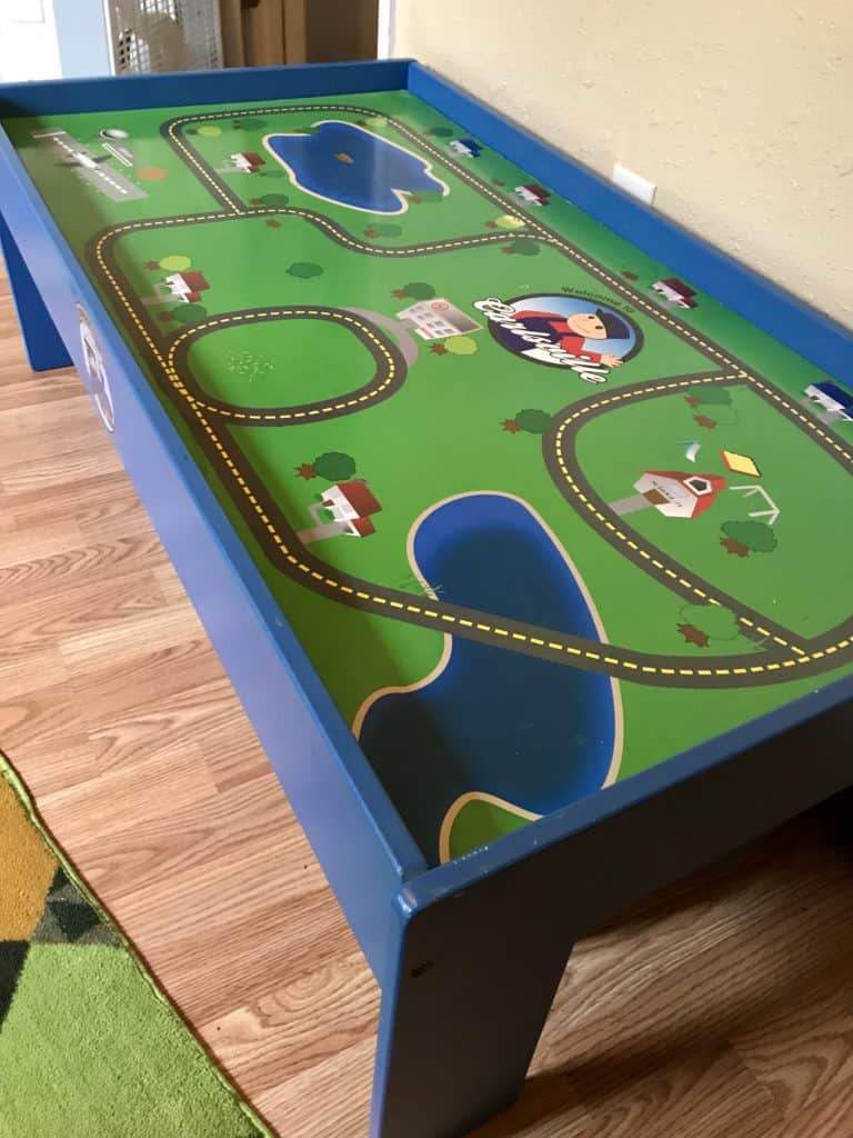 toy train table with storage